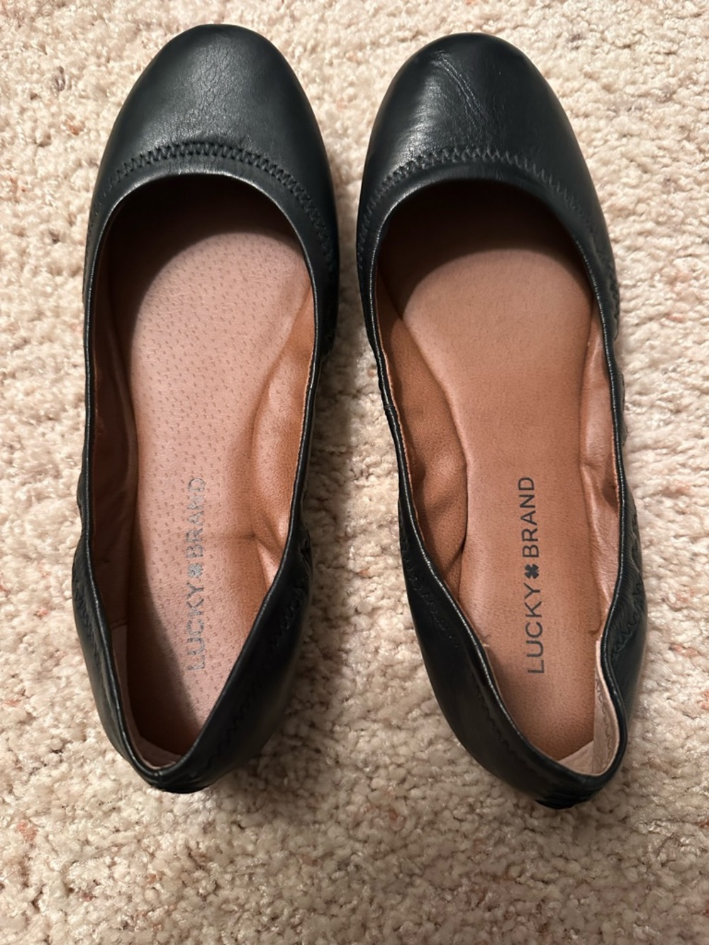 Lucky Brand Black Leather Slip-On Ballet Flats